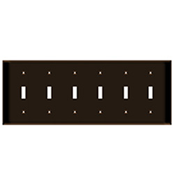 Mulberry, 91076, 6 Gang 6 Toggle Switch Lexan, Brown, Wall Plate 