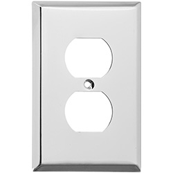 Mulberry, 83801, 1 Gang Duplex Receptacle, Chrome, Jumbo, Wall Plate