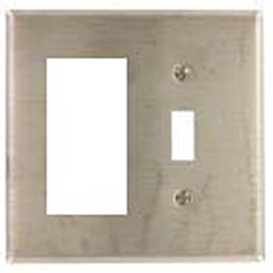 Mulberry, 97432, 2 Gang 1 Toggle Switch 1 Decora/GFI, Stainless Steel, Wall Plate