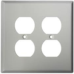Mulberry, 97802, 2 Gang 2 Duplex Receptacle, Jumbo, Stainless Steel, Wall Plate