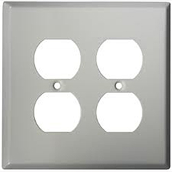 Mulberry, 97802, 2 Gang 2 Duplex Receptacle, Jumbo, Stainless Steel, Wall Plate