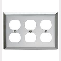 Mulberry, 97103, 3 Gang 3 Duplex Receptacle, Stainless Steel, Wall Plate
