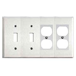 Mulberry, 83564, 4 Gang 2 Toggle Switch 2 Duplex Receptacle, Chrome, Wall Plate  