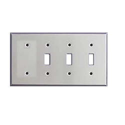 Mulberry, 97544, 4 Gang 3 Toggle Switch 1 Blank, Stainless Steel, Wall Plate