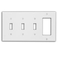 Mulberry, 83454, 4 Gang 3 Toggle Switch 1 Decora/GFI, Chrome, Wall Plate 