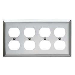 Mulberry, 97104, 4 Gang 4 Duplex Receptacle, Stainless SteelWall Plate