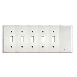 Mulberry, 83555, 5 Gang 4 Toggle Switch 1 Blank, Chrome, Wall Plate 