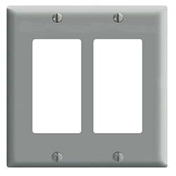 Leviton, 80409-GY, 2 Gang 2 Decora/GFI, Grey, Wall Plate