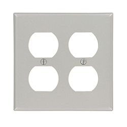 Leviton, 87016, 2 Gang 2 Duplex Receptacle, Gray, Wall Plate