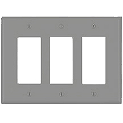 Leviton, 80411-GY, 3 Gang 3 Decora/GFI, Grey, Wall Plate