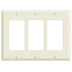 Leviton, 80411-T, 3 Gang 3 Decora/GFI, Light Almond, Wall Plate