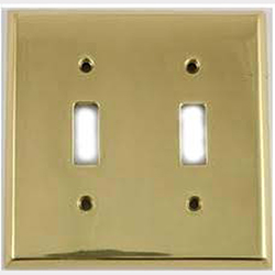 Mulberry, 64072, 2 Gang 2 Toggle Switch, Polished Brass, Wall Plate