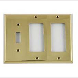 Mulberry, 64453, 3 Gang 1 Toggle Switch 2 Decora/GFI, Polished Brass, Wall Plate