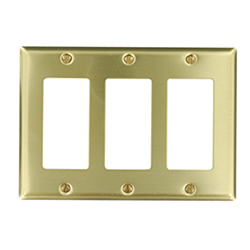 Mulberry, 94403, 3 Gang 3 Decora, Satin Brass, Wall Plate