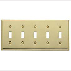 Mulberry, 64075, 5 Gang 5 Toggle Switch, Polished Brass, Wall Plate