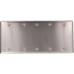 Mulberry, 97155, 5 Gang 5 Blank, Stainless Steel, Wall Plate