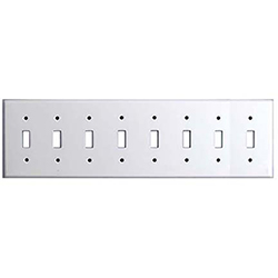 Mulberry, 97078, 8 Gang 8 Toggle Switch, Stainless Steel, Wall Plate