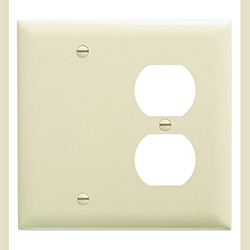 Mulberry, 92542, 2 Gang 1 Duplex Receptacle 1 Blank, Lexan, Ivory, Wall Plate