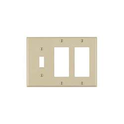 Mulberry, 84453, 3 Gang 1 Toggle Switch 2 Decora/GFI, Metal, Ivory, Wall Plate