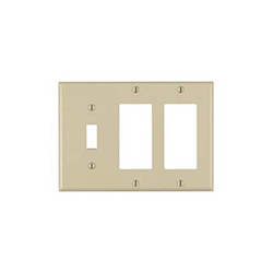 Mulberry, 84453, 3 Gang 1 Toggle Switch 2 Decora/GFI, Metal, Ivory, Wall Plate