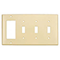 Mulberry, 92454, 4 Gang 3 Toggle Switch 1 Decora/GFI, Ivory, Wall Plate