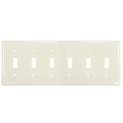 Cooper, 2156V-BOX, 6 Gang 6 Toggle Switch, Ivory, Wall Plate