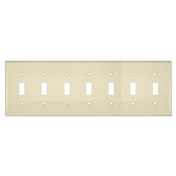 Mulberry, 84077, 7 Gang 7 Toggle Switch, Metal, Ivory, Wall Plate