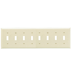 Mulberry, 86078, 8 Gang 8 Toggle Switch, Metal, White, Wall Plate