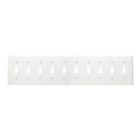 Mulberry, 86080, 10 Gang 10 Toggle Switch, Metal, White, Wall Plate