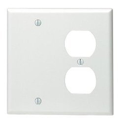 Mulberry, 86542, 2 Gang 1 Duplex Receptacle 1 Blank, Metal, White, Wall Plate