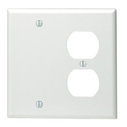 Mulberry, 90542, 2 Gang 1 Duplex Receptacle 1 Blank, Lexan, White, Wall Plate