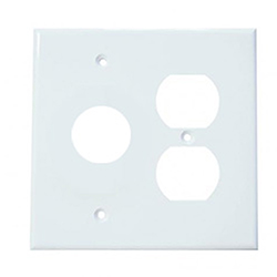 Mulberry, 86572, 2 Gang 1 Duplex Receptacle 1 Single Receptacle, Metal, White, Wall Plate