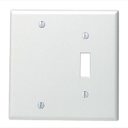 Mulberry, 90522, 2 Gang 1 Toggle Switch 1 Blank, Lexan, White, Wall Plate