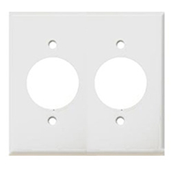 Mulberry. 90092, 2 Gang 2 Single Receptacle, Lexan, White, Wall Plate