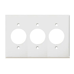 Mulberry, 86093, 3 Gang 3 Single Receptacle, Metal, White, Wall Plate