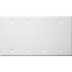 Mulberry, 86154, 4 Gang 4 Blank, Metal, White, Wall Plate