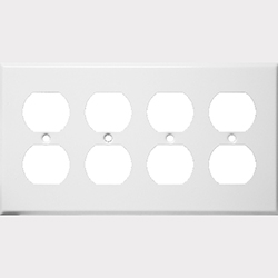 Mulberry, 86104, 4 Gang 4 Duplex Receptacle, Metal, White, Wall Plate