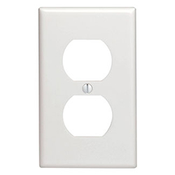 Mulberry, 90801, 1 Gang Duplex Receptacle, White, Midi Size, Wall Plate