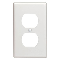 Mulberry, 86801, 1 Gang Duplex Receptacle, Jumbo, Metal, White, Wall Plate