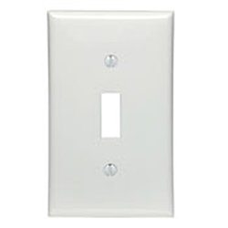 Cooper, 2134W-BOX, 1 Gang Toggle Switch, White, Plastic, Wall Plate
