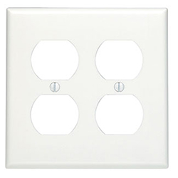 Cooper, 2150W-BOX, 2 Gang 2 Duplex Receptacle, White, Plastic, Wall Plate