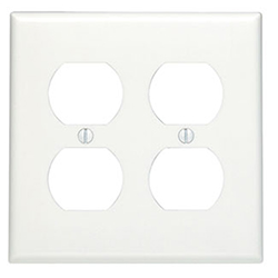 Mulberry, 90102, 2 Gang 2 Duplex Receptacle, Lexan, White, Wall Plate