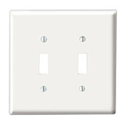 Mulberry, 90072, 2 Gang 2 Toggle Switch, Lexan, White, Wall Plate