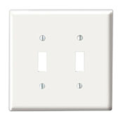 Leviton, 88009, 2 Gang 2 Toggle Switch, White, Plastic, Wall Plate