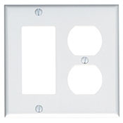 Mulberry, 86862, 2 Gang 1 Duplex Receptacle 1 Decora/GFI, Jumbo, Metal, White, Wall Plate