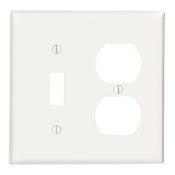 Mulberry, 86532, 2 Gang 1 Duplex Receptacle 1 Toggle Switch, Metal, White, Wall Plate
