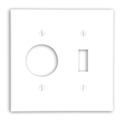 Leviton, 88007, 2 Gang 1 Toggle Switch 1 Single Receptacle, White, Plastic, Wall Plate