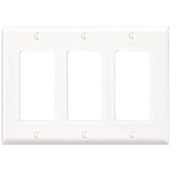 Cooper, 2163W-BOX, 3 Gang 3 Decora/GFI, White, Plastic, Wall Plate