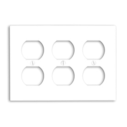 Leviton, 88030, 3 Gang 3 Duplex Receptacle, White, Plastic, Wall Plate