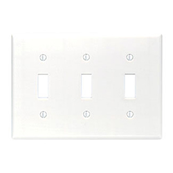 Mulberry, 90873, 3 Gang 3 Toggle Switch, White, Jumbo, Wall Plate